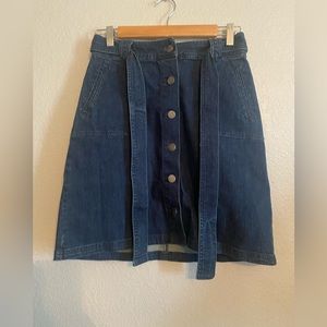 Denim skirt with tie belt